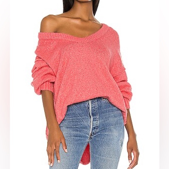 NWT Free People Brookside Sweater in Lightning Pink - Picture 2 of 13